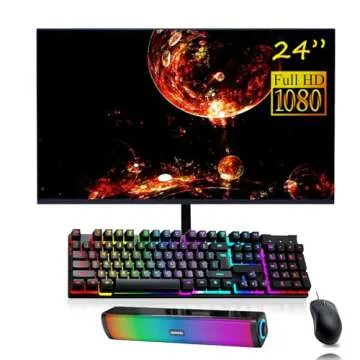 Dell Optiplex 7050 SFF PC Desktop Computer PC Setup, 24" FHD Monitor, RGB Speaker, Intel Core i5-650...