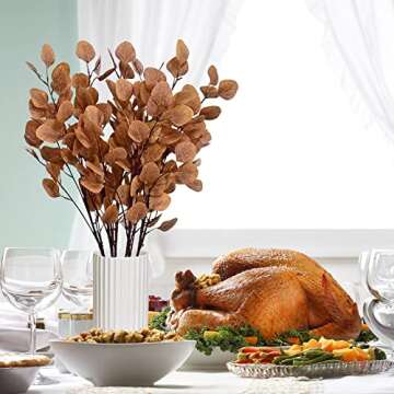 Dolicer 6 Pcs Fall Eucalyptus Leaves 35.4" Artificial Eucalyptus Stems Long Silver Dollar Leaves Aut...