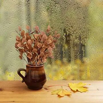 Dolicer 6 Pcs Fall Eucalyptus Leaves 35.4" Artificial Eucalyptus Stems Long Silver Dollar Leaves Autumn Leaf Branches for Thanksgiving Fall Decor