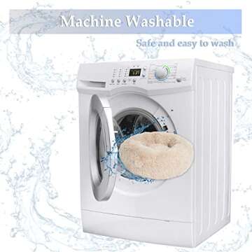 Small Dog Bed Calming Dogs Bed for Small Medium Large Dogs Anti-Anxiety Puppy Bed Machine Washable Warming Cozy Soft Pet Round Bed Fits up to 10-100 lbs (23”Small（Pack of 1）, Beige)