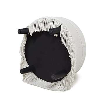 Jennifer Taylor Home Yolanda Upholstered Round Accent Ottoman, Alabaster Off White Tweed