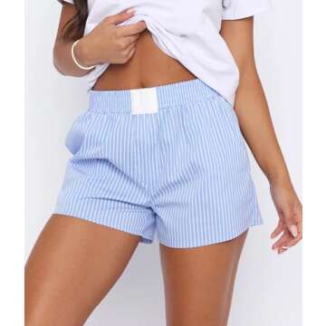 Yoawdats Women's Striped Lounge Shorts for Summer Comfort