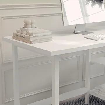 Martha Stewart Beckett Trestle Desk in White Wood Finish