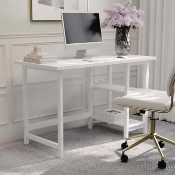 Martha Stewart Beckett Trestle Desk in White Wood Finish