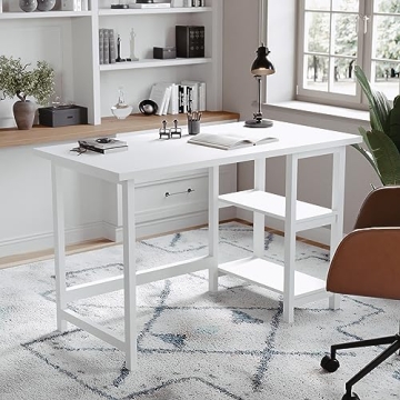 Martha Stewart Beckett Trestle Desk in White Wood Finish