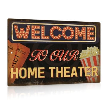 Putuo Decor Movie Theater Sign – 12"x8" Aluminum Vintage Wall Decor