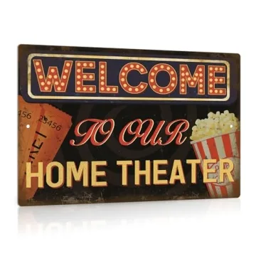 Putuo Decor Movie Theater Sign – 12"x8" Aluminum Vintage Wall Decor