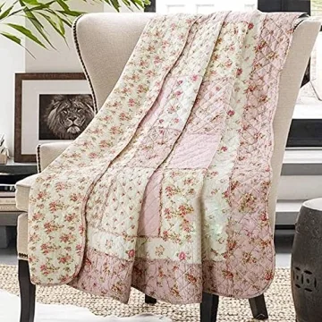 Elegant Twin Size Cotton Patchwork Quilt Throw Blanket for Couch