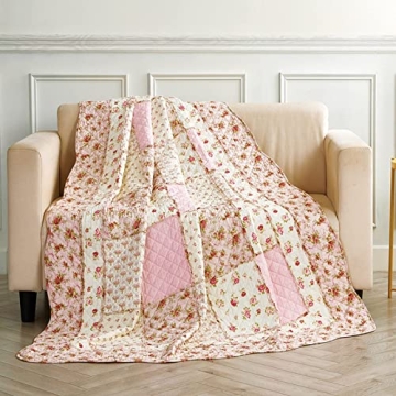 Charming Cotton Patchwork Quilt Throw Blanket for Home