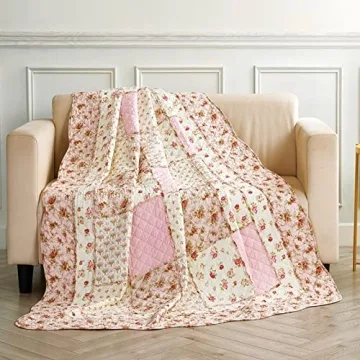 Charming Cotton Patchwork Quilt Throw Blanket for Home
