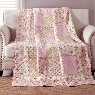 Charming Cotton Patchwork Quilt Throw Blanket for Home
