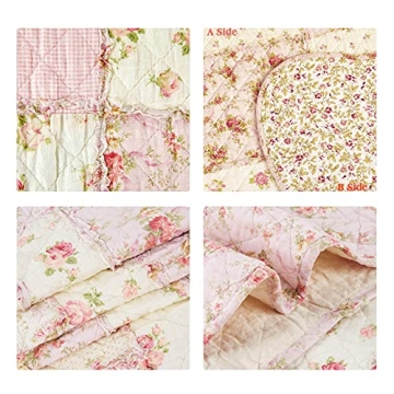 Charming Cotton Patchwork Quilt Throw Blanket for Home