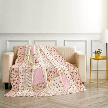 Charming Cotton Patchwork Quilt Throw Blanket for Home