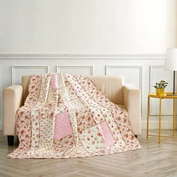 Charming Cotton Patchwork Quilt Throw Blanket for Home