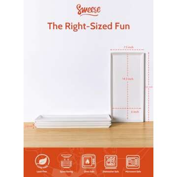 Sweese White Serving Platters, Porcelain Serving Trays for Parties, Large Rectangular Plates - 15.5 ...
