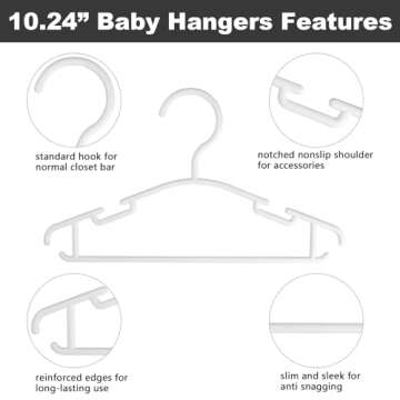 GoodtoU Kids Hangers 100 Pack Baby Hangers for Closet Toddler Hangers Plastic White Childrens Hanger...