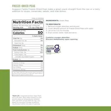 Augason Farms Freeze Dried Peas Can, Emergency Food Supply, Everyday Meals, 30 Servings