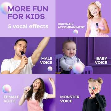 YLL Karaoke Machine for Kids Adults, Portable Mini Bluetooth Speaker with Wireless Microphone, Birthday Easter Gifts Toys for Girls Boys 4, 5, 6, 7, 8, 9, 10 +Year Old (Purple 1 Mic)