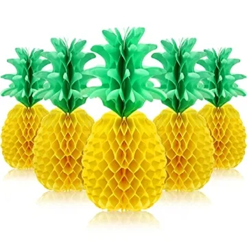 Blulu 6 Pieces Pineapple Honeycomb Decorations for Tropical Parties