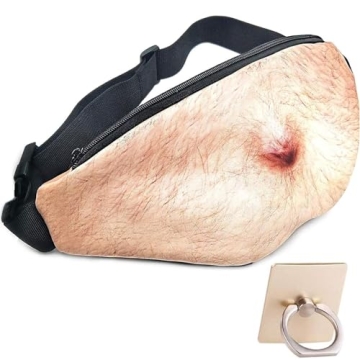 White Elephant Gifts Funny Gag Gifts,3D Men Beer Fake Belly Dad Bag Waist Packs,Waterproof Fanny Pac...