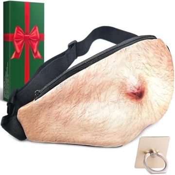 White Elephant Gifts Funny Gag Gifts,3D Men Beer Fake Belly Dad Bag Waist Packs,Waterproof Fanny Pack Unisex for Father's Day,Christmas,Stocking Stuffers for Men Boyfriend Husband Him Friend Dad