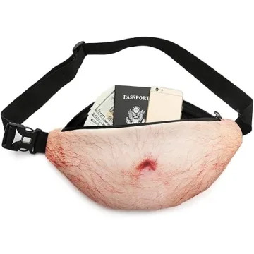 White Elephant Gifts Funny Gag Gifts,3D Men Beer Fake Belly Dad Bag Waist Packs,Waterproof Fanny Pack Unisex for Father's Day,Christmas,Stocking Stuffers for Men Boyfriend Husband Him Friend Dad