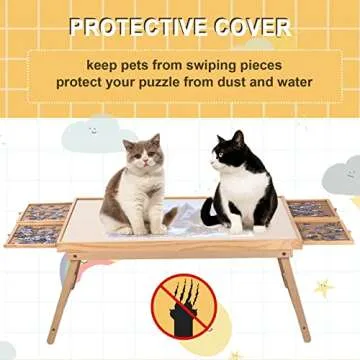 Puzzle Board 1500 Pieces,34.3”x 26.5” Jigsaw Puzzle Table with 4 Drawers and Cover,Portable Board GameTable with Folding Legs for Adults and Teens