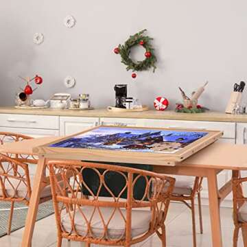 Puzzle Board 1500 Pieces,34.3”x 26.5” Jigsaw Puzzle Table with 4 Drawers and Cover,Portable Board GameTable with Folding Legs for Adults and Teens