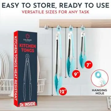 Kitchen Tongs for Cooking with Silicone Tips, Heat Resistant Tongs for Serving Food, 7-Inch, 9-Inch,...