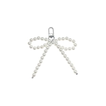 WJR Pearl Bow Keychain - Aesthetic Ballet Style Bow Keyring for Bag Decoration