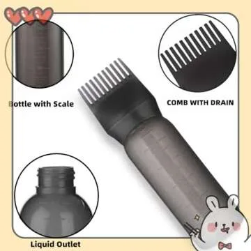 FXSPLCZ Root Comb Applicator Bottle Oil Applicator for Hair Dye Hair Oiling Bottle with Graduated Scale, 6 Ounce (Black)