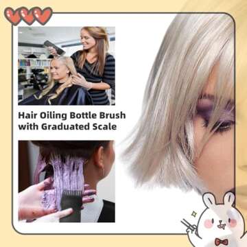 FXSPLCZ Root Comb Applicator Bottle Oil Applicator for Hair Dye Hair Oiling Bottle with Graduated Scale, 6 Ounce (Black)