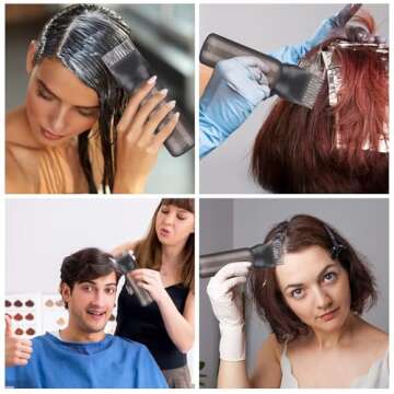 FXSPLCZ Root Comb Applicator Bottle Oil Applicator for Hair Dye Hair Oiling Bottle with Graduated Scale, 6 Ounce (Black)