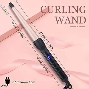 Hair Curling Irons, Duyfioa Professional Ceramic Hair Curling Wand 1-1/2 Inch Instant Heat Hair Curler with LCD 190℉ - 450℉ Temperature Control for All Hair Types Include Glove