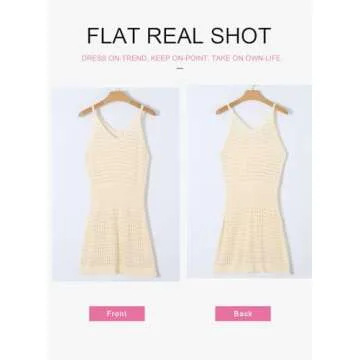 Dokotoo Women's Swimwear Cover Ups 2025 Summer Scoop Neck Sleeveless Bathing Suit Crochet Hollow Out Spaghetti Straps Cruise Resort Wear Outfits Beach Dresses for Women Apricot Small