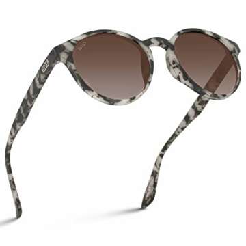 WearMe Pro - Retro Round Sturdy Sunglasses 100% UVA/UVB Lenses for Women Men (Beige Tortoise Frame/Brown Lens, 51)
