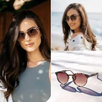 WearMe Pro - Retro Round Sturdy Sunglasses 100% UVA/UVB Lenses for Women Men (Beige Tortoise Frame/Brown Lens, 51)