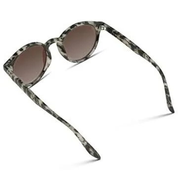 WearMe Pro - Retro Round Sturdy Sunglasses 100% UVA/UVB Lenses for Women Men (Beige Tortoise Frame/Brown Lens, 51)