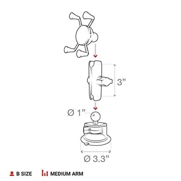 RAM Mounts X-Grip Phone Mount with Twist-Lock Suction Cup Base RAP-B-166-UN7U with Medium Arm for Vehicle Windshields