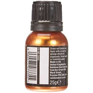 Ready-to-use Metallic Dark Gold 100% Edible Food Paint for Cake and Icing Decoration by Rainbow Dust