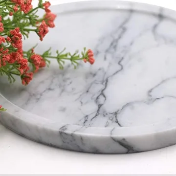 Elegant LUANT Circular Stone Decorative Tray - 8 Inch
