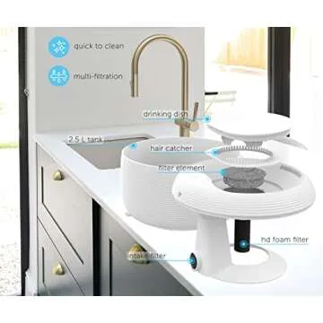 Nugget Smart Pet Drinking Fountain 2.5L for Cats & Dogs | Water Filtration | Silent Pump with Dry-Run Protection | Automatic Dish Cleansing