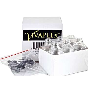 Vivaplex, 6, Clear, 4 oz Glass Bottles, with Glass Eye Droppers