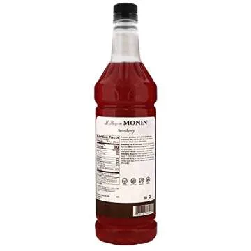Monin Strawberry Syrup, Mild and Sweet, Great for Cocktails and Teas, Gluten-Free, Non-GMO (1 Liter)