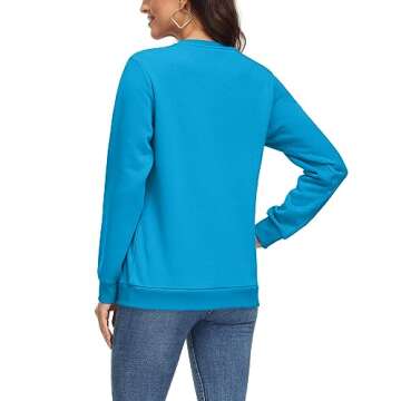 MAGCOMSEN Crewneck Sweatshirt Women Fleece Sweatshirt Women Long Sleeve Sweatshirts for Women Bright Blue,Medium