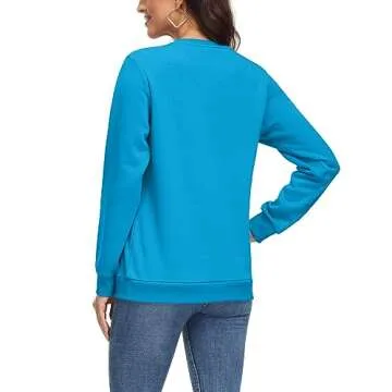 MAGCOMSEN Crewneck Sweatshirt Women Fleece Sweatshirt Women Long Sleeve Sweatshirts for Women Bright Blue,Medium