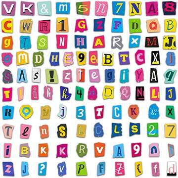 100pcs Alphabet Number Stickers Colorful Letter Stickers, Waterproof Vinyl Stickers for Decoration Arts, DIY Crafts, Journal, Laptop, Scrapbooking