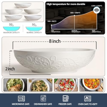 Artena Ceramic Pasta Bowls Set for Entertaining