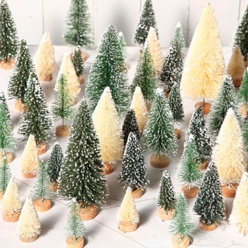60 Pieces Mini Christmas Trees Set for Winter Decor