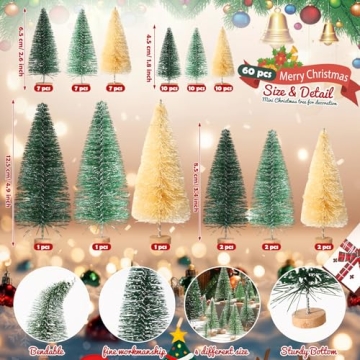 60 Pieces Mini Christmas Trees Set for Winter Decor
